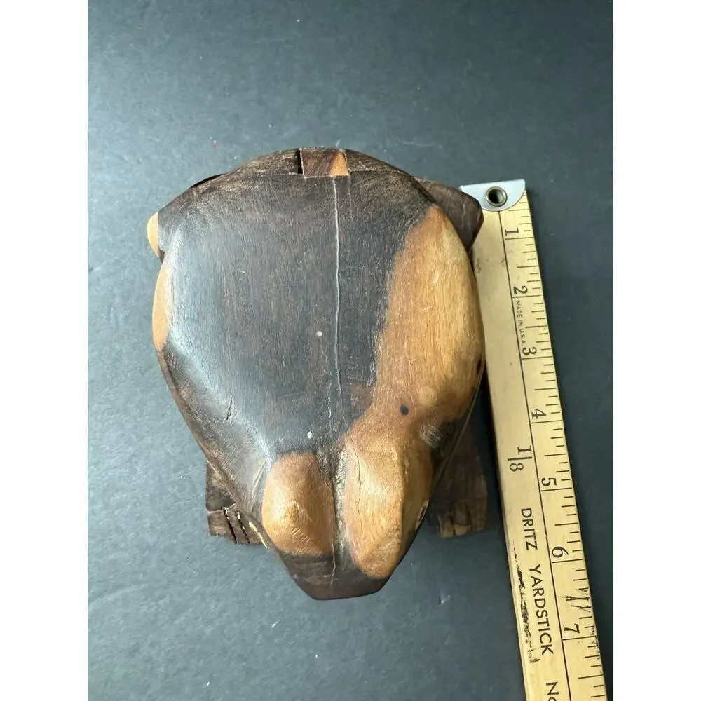 Handcarved Wooden Frog Trinket Box Stash Box Handcrafted Boho Artisan Whimsy MCM